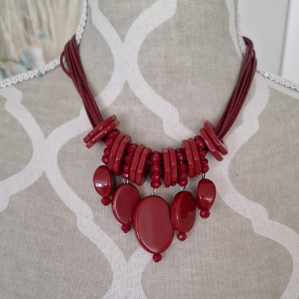 Burgundy colored necklace